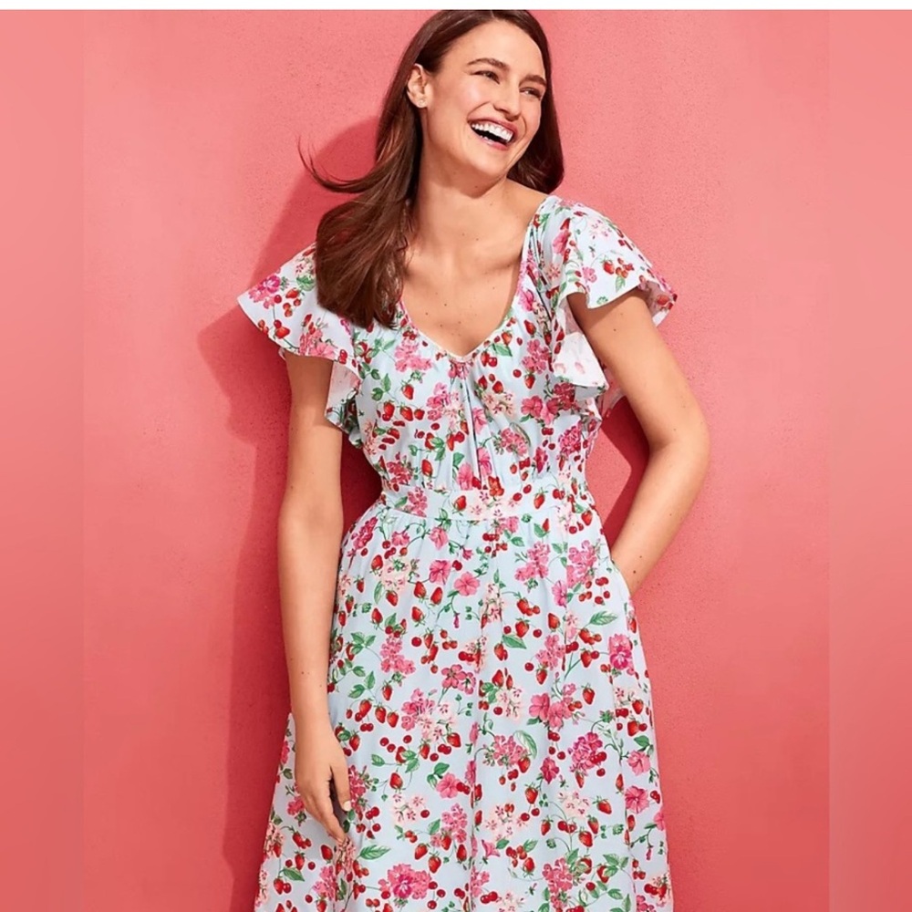 Ann Taylor Petite Strawberry Dress with pockets